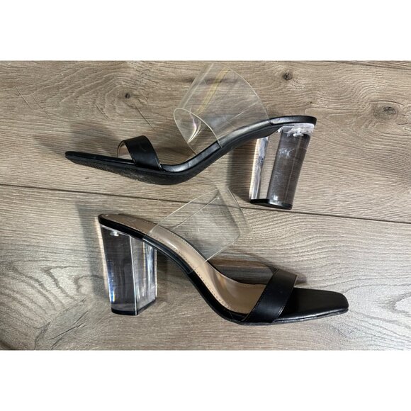BP X Nordstrom Naomi Block Clear Strap & Heel Slide Sandals, Black, MSRP $70 11 - Picture 5 of 8
